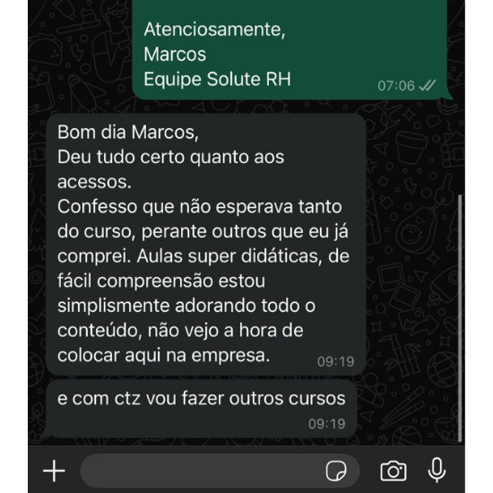 Print do depoimento de Maria no WhatsApp